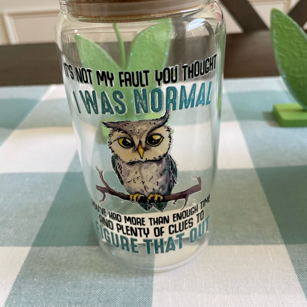 Glass tumbler with bamboo lid & straw - vinyl decal - sarcastic animals